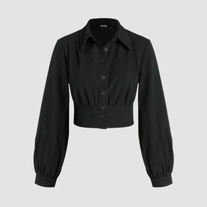 Medium Cropped Sturdy Black Cider Blouse